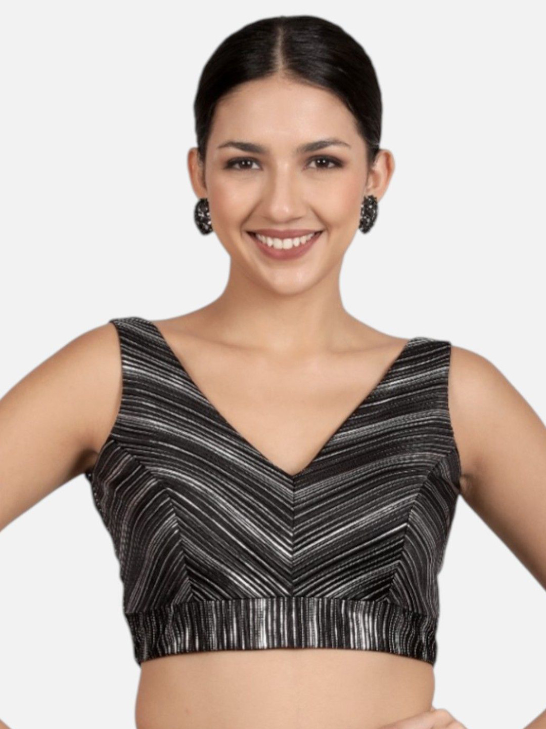 neckbook Women Striped Readymade Saree Blouse