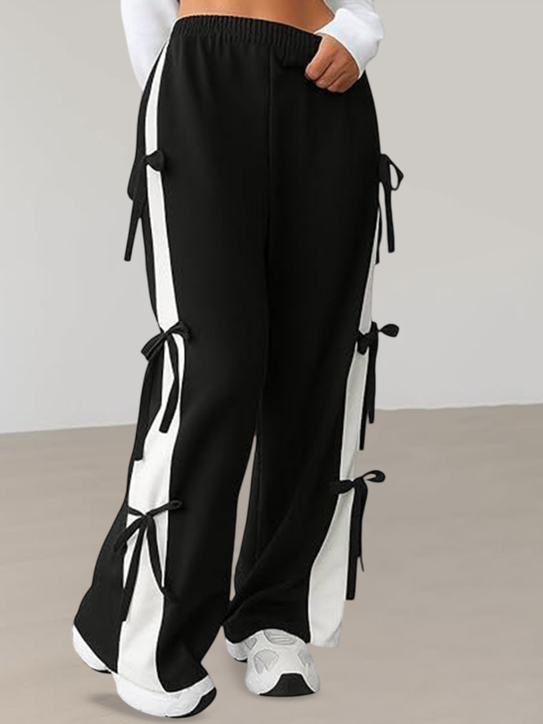 the window shop Kids Colourblocked Relaxed Loose Fit Mid-Rise Korean Pants Trouser