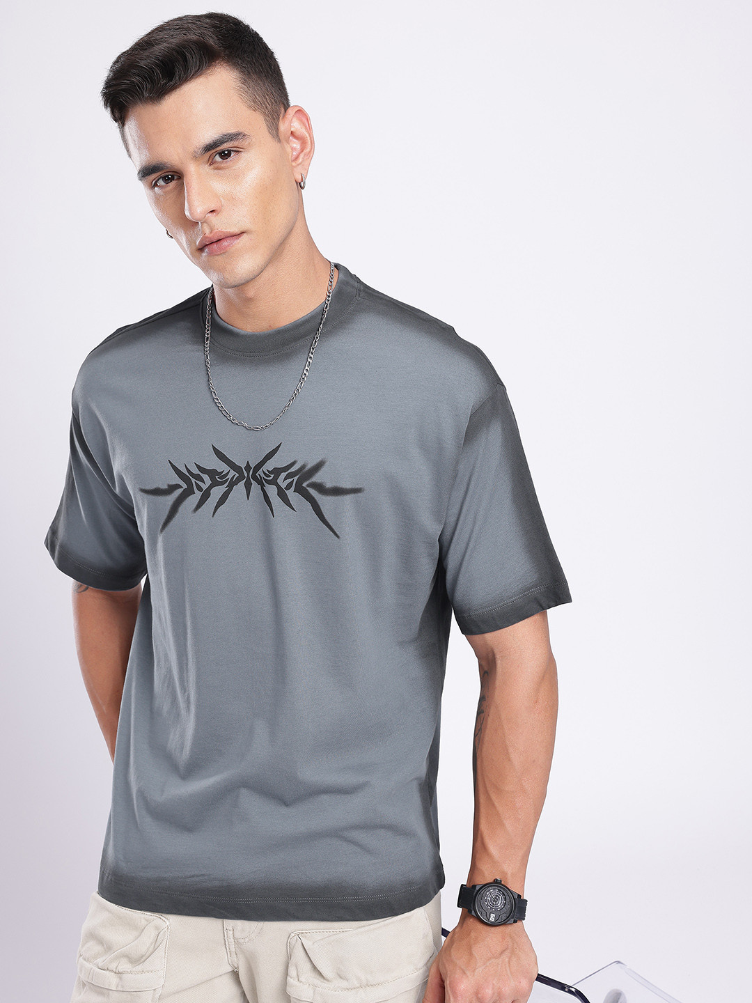 glitchez Relaxed Abstract Print Dyed T-shirt