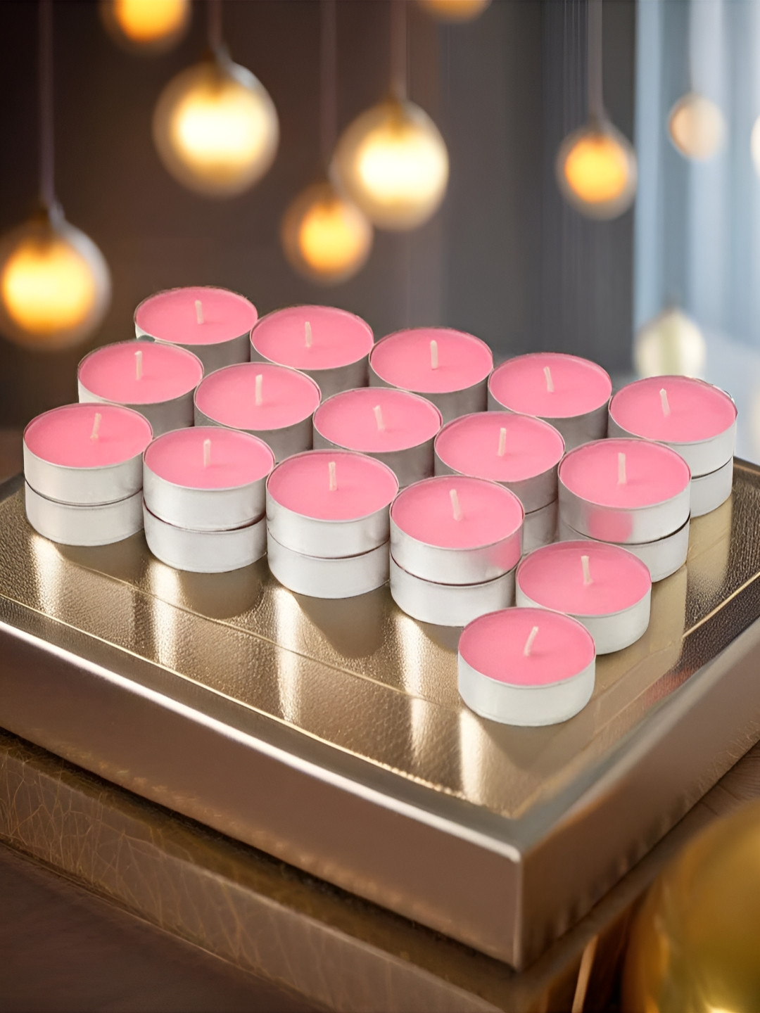 Aromatic Fables Pink 50 Pieces Tuberose Scented Tea Light Candles