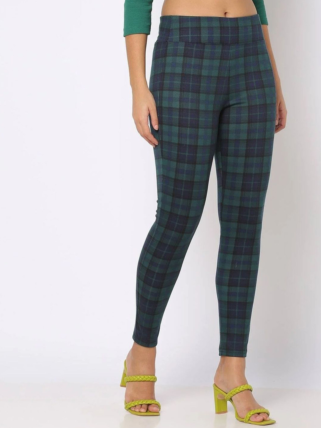 GAP Women Checked Elastic Waist Ankle Length Leggings