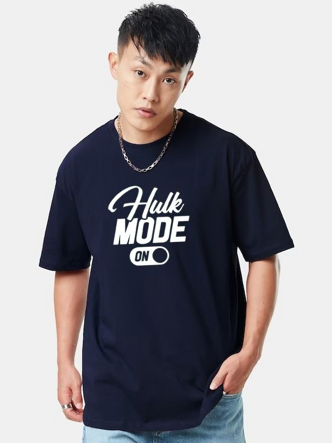 Organic Chics Hulk Typography Printed Pure Cotton Oversized Anti Odour T-shirt