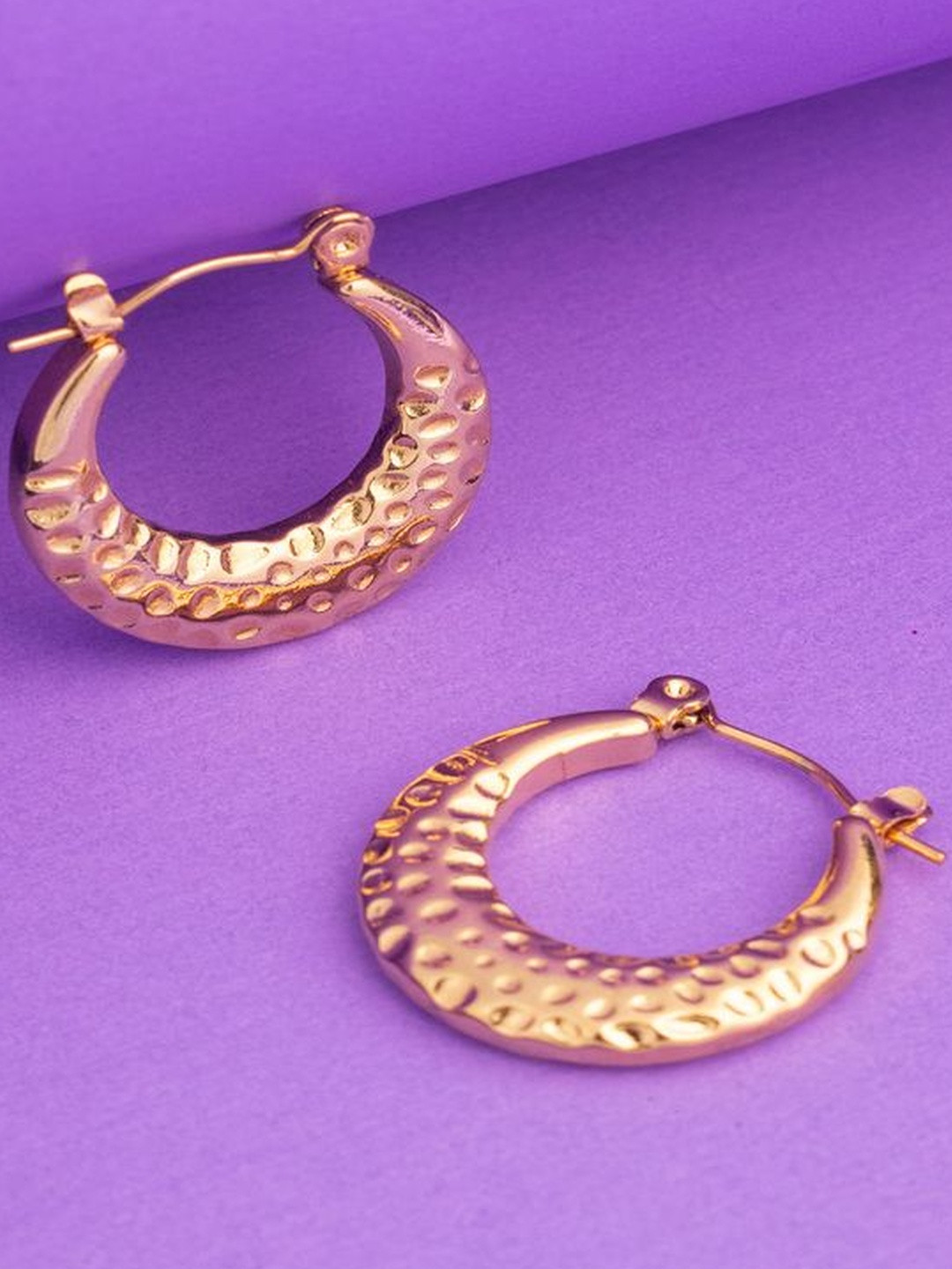 Jewelz Bold Moon-Shaped Gold Earrings