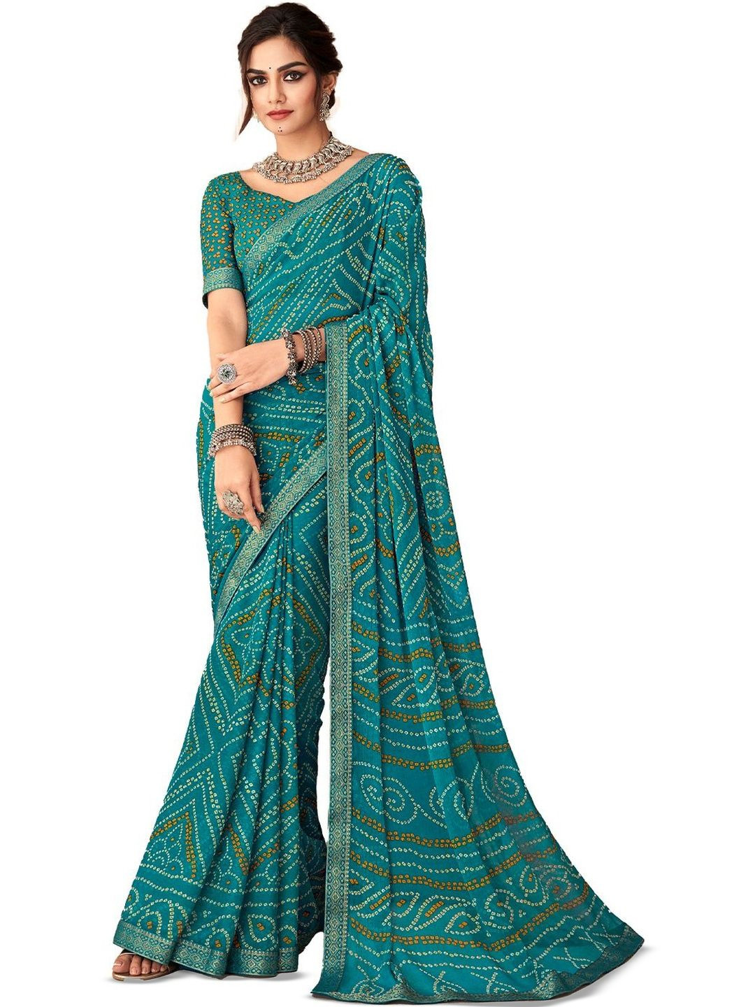 INDONIQ Bandhani Pirnted Bandhani Saree