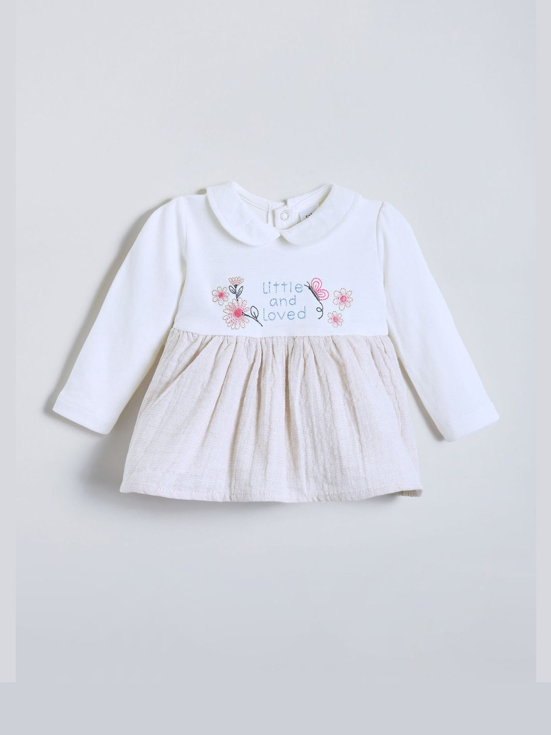 Hopscotch Girls Floral Print Long Sleeves Peter Pan Collar Fit & Flare Dress