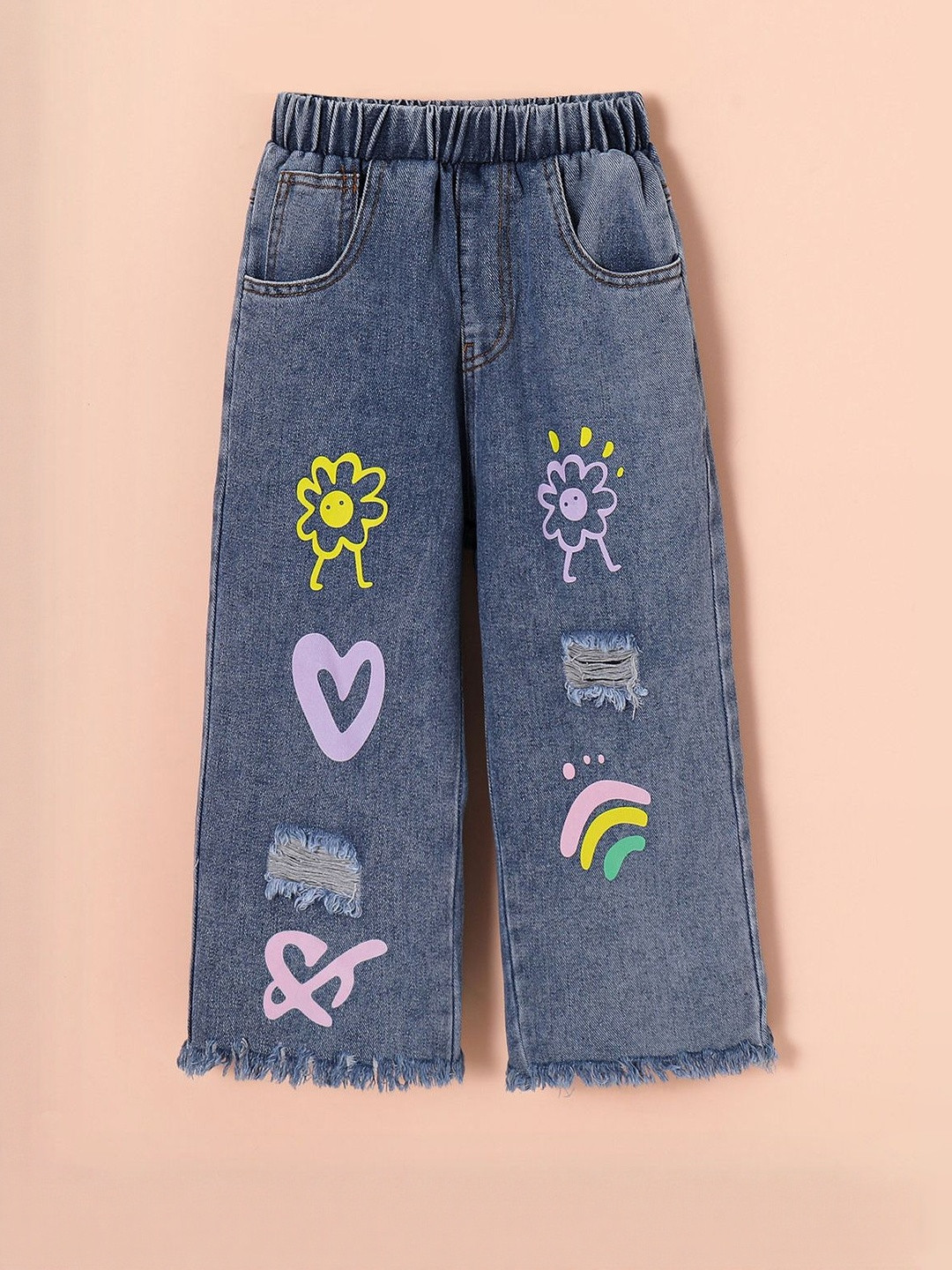 Hopscotch Hand Painted Frayed Denim Jeans