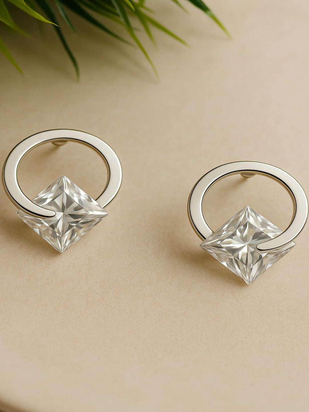 Jewelz Women Crystal Loop Spark Stud Earrings