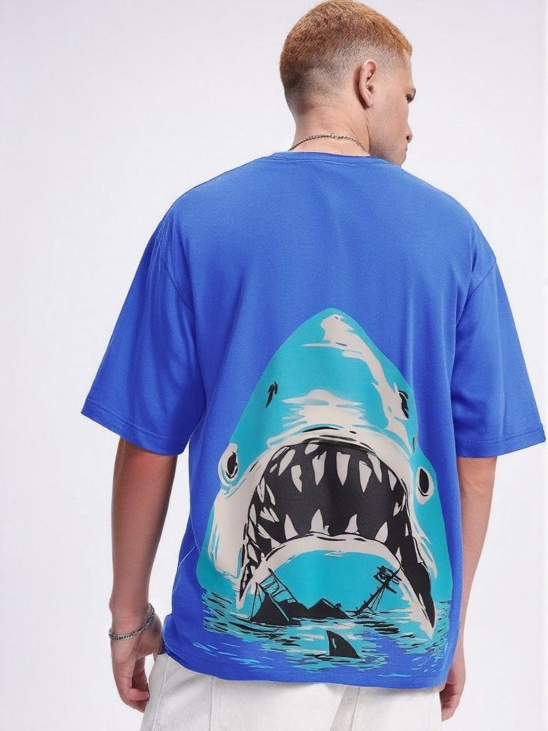 Jaws by Kook N Keech Graphic Printed Pure Cotton Oversized T-shirt