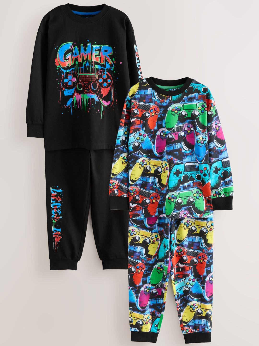NEXT Boys Pack of 2 Printed Pure Cotton Night Suits
