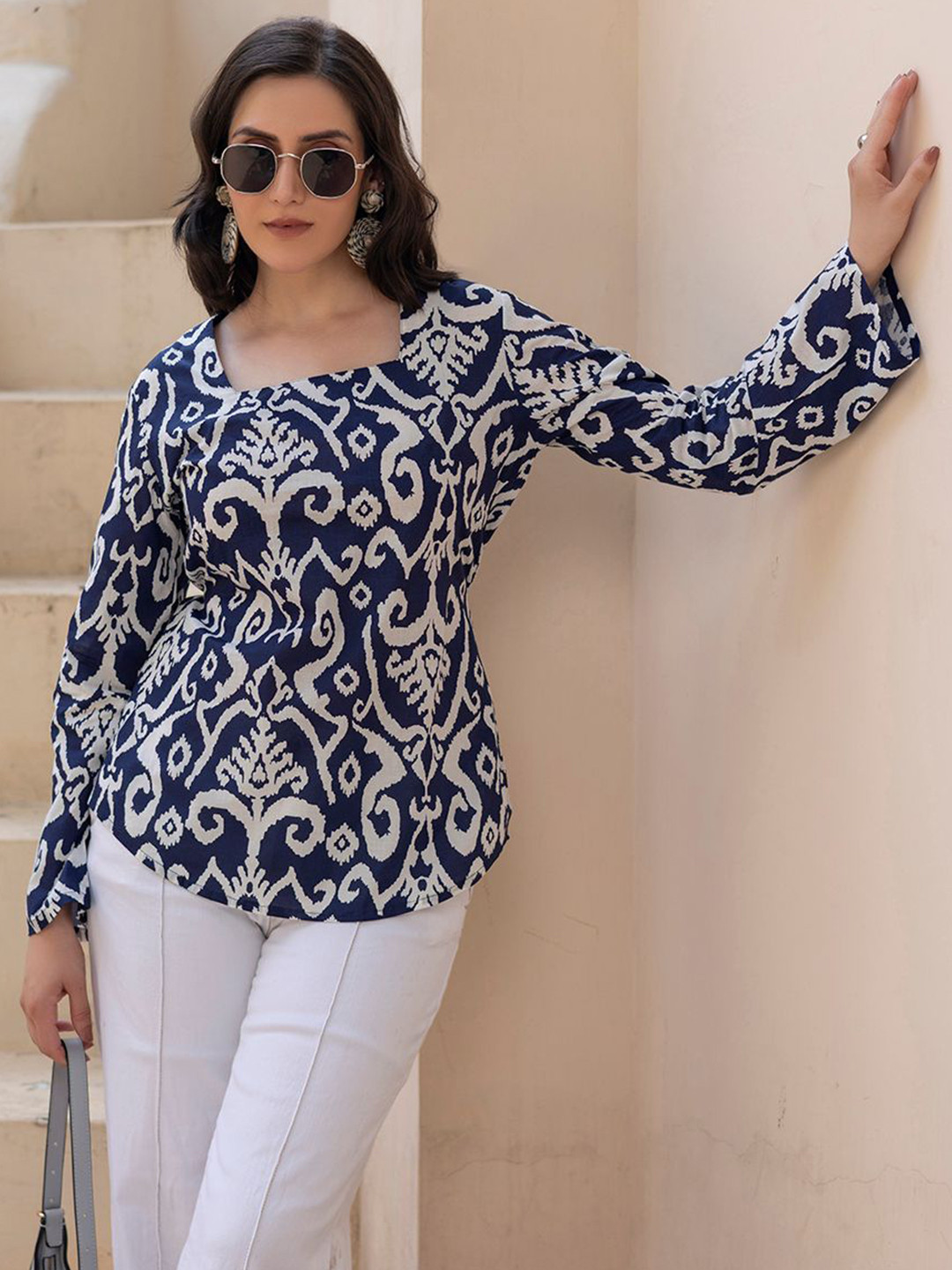 TITTLI Women Ethnic Motifs Printed Square Neck Tunics