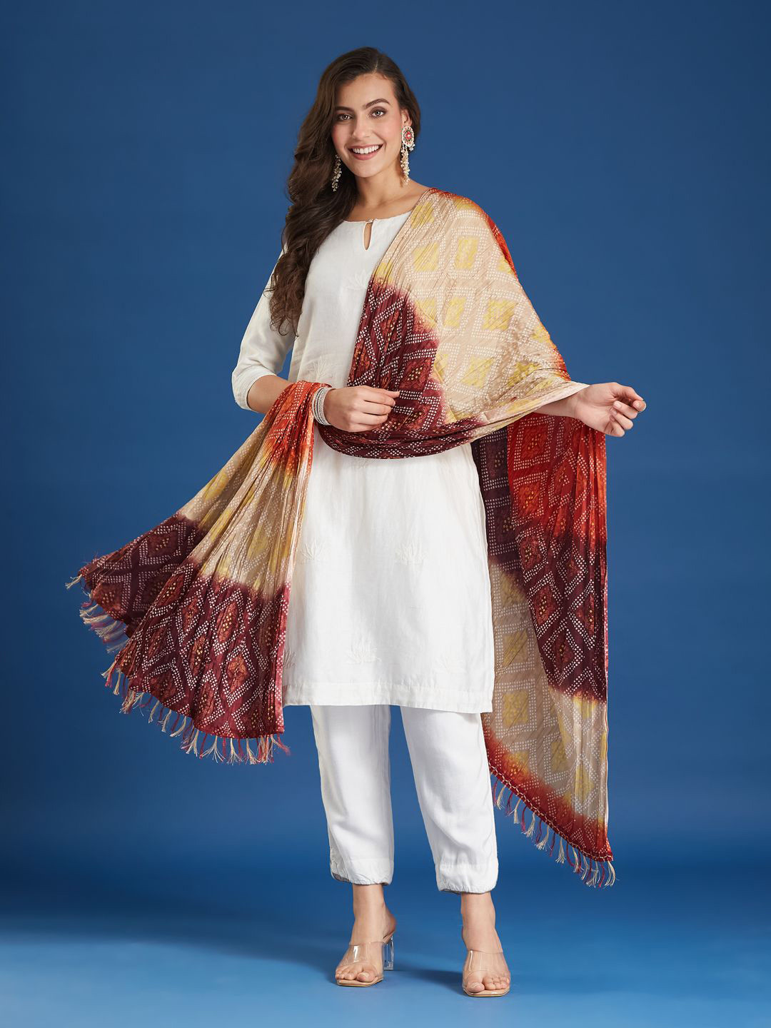 AKSHADEEP Bandhani Printed Dupatta