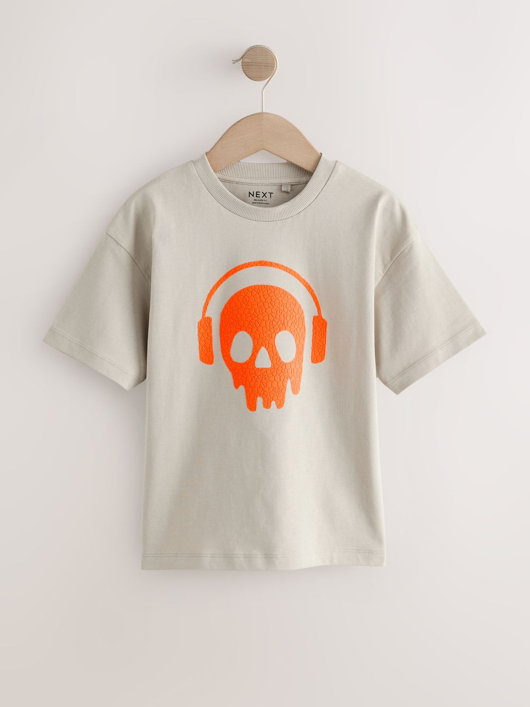 NEXT Boys Grunge Printed Drop-Shoulder Sleeves Pure Cotton T-shirt