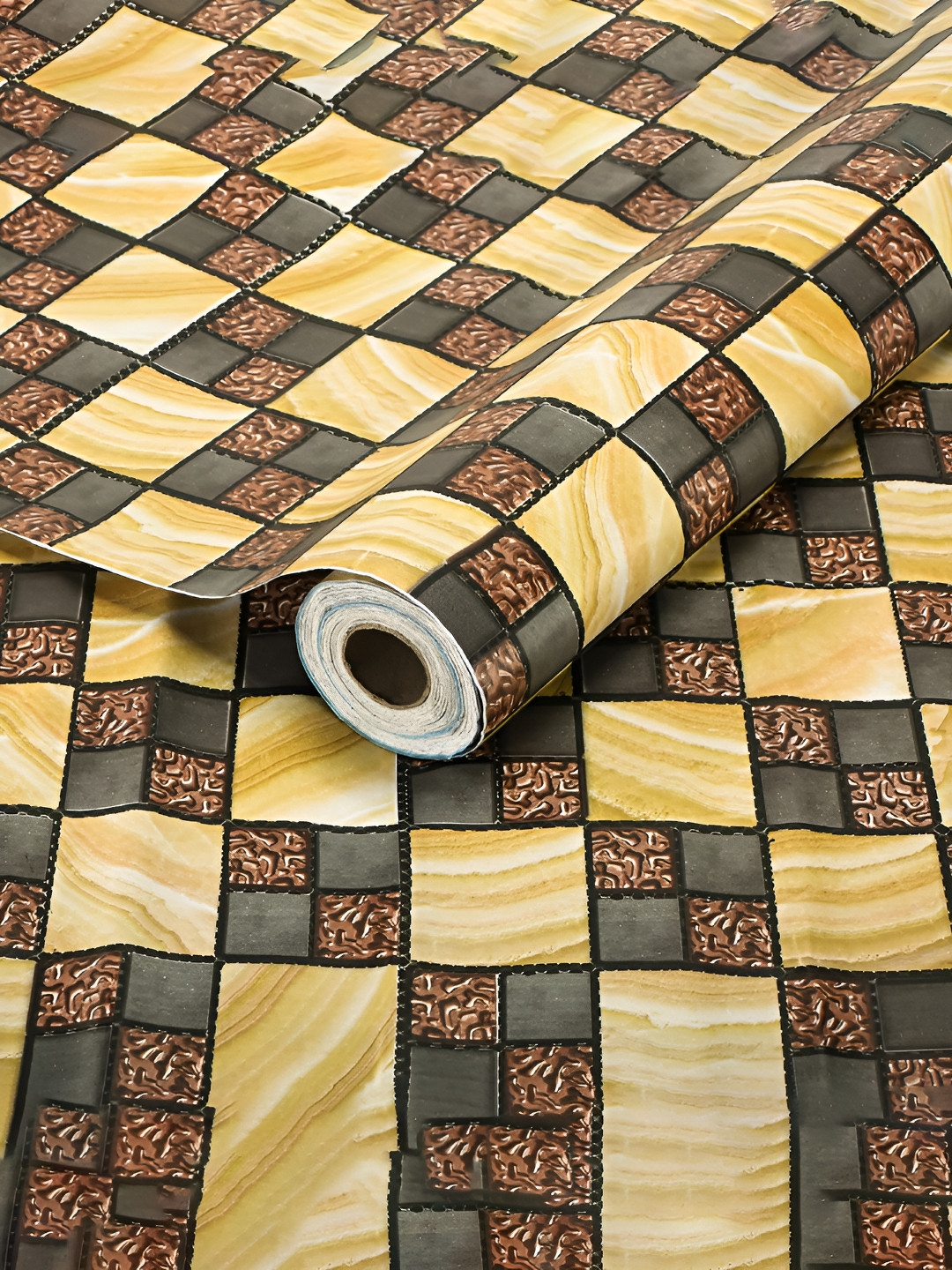 Aura Brown & Beige Printed Waterproof Wallpaper