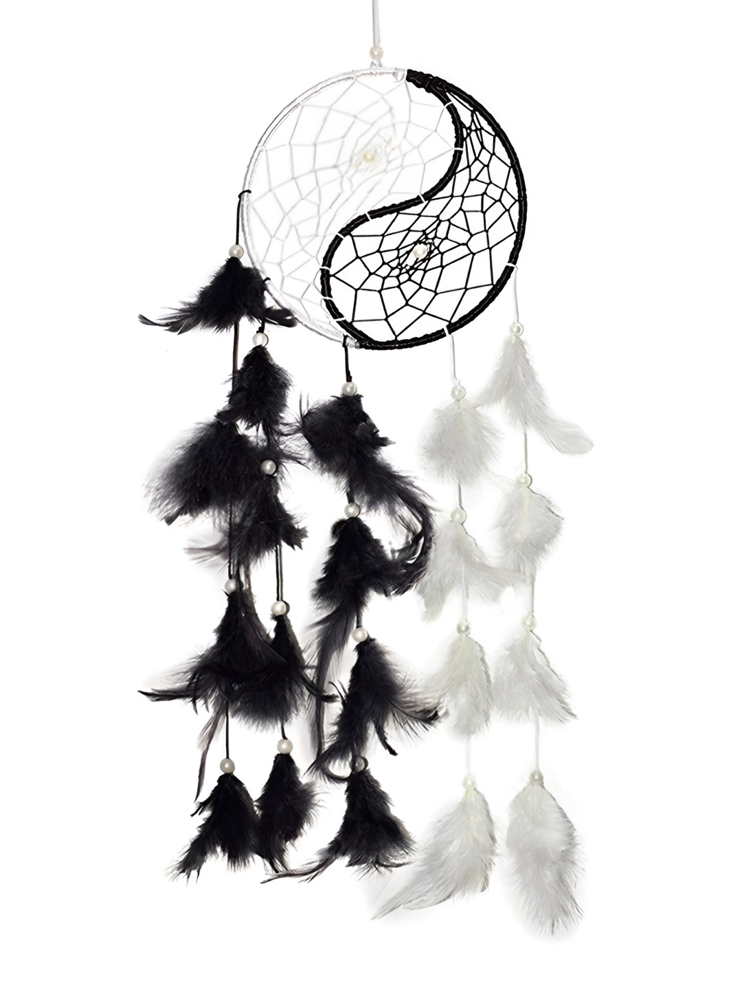 VASTU ART White & Black Yin Yang Dream Catcher Dream Catcher Wall Hanging