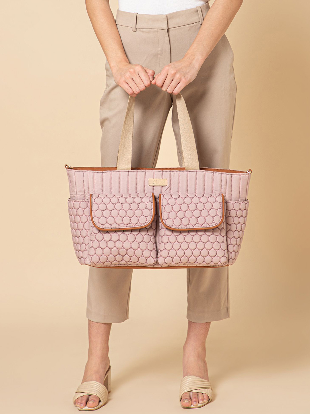 MOMLyf Cavya Textured Diaper Tote Bag