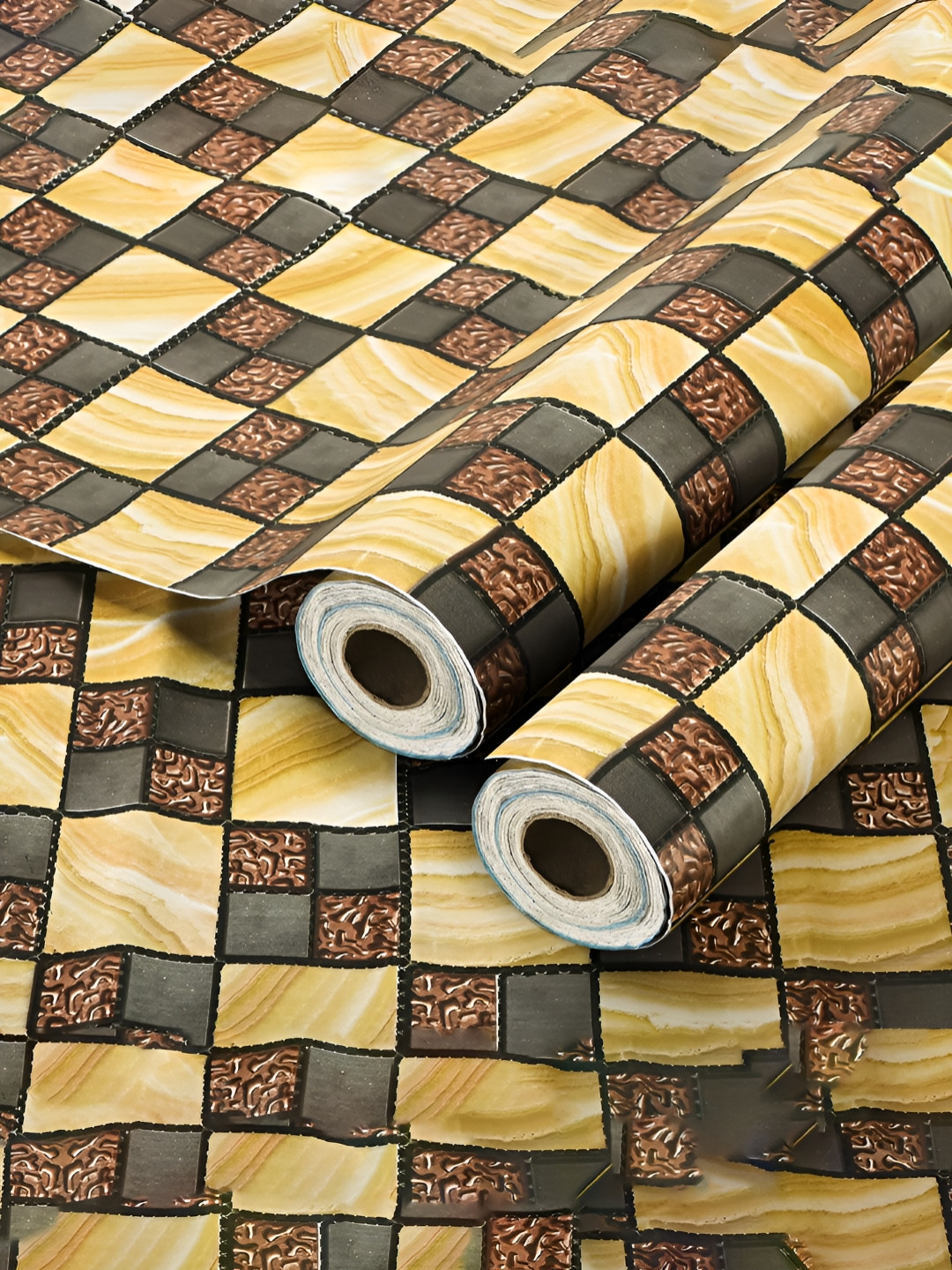 Aura Brown & Beige 2 Pieces Printed Waterproof Wallpapers