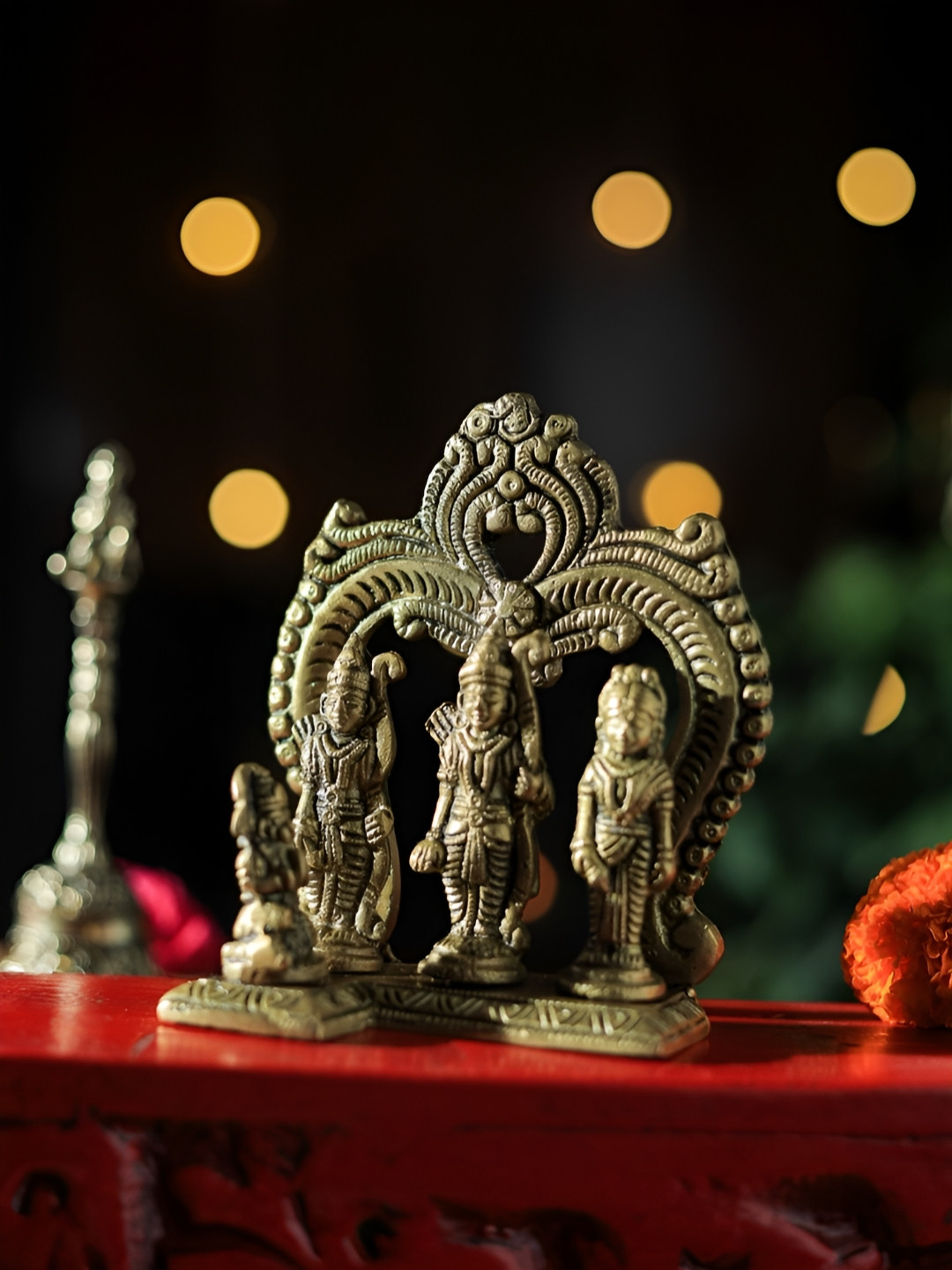 Revive Home Yellow Textured Carved Ram Darbar Showpieces