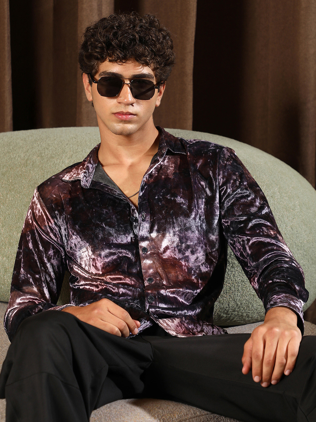 CAHOOT Abstract Printed Comfort Velvet Casual Shirt