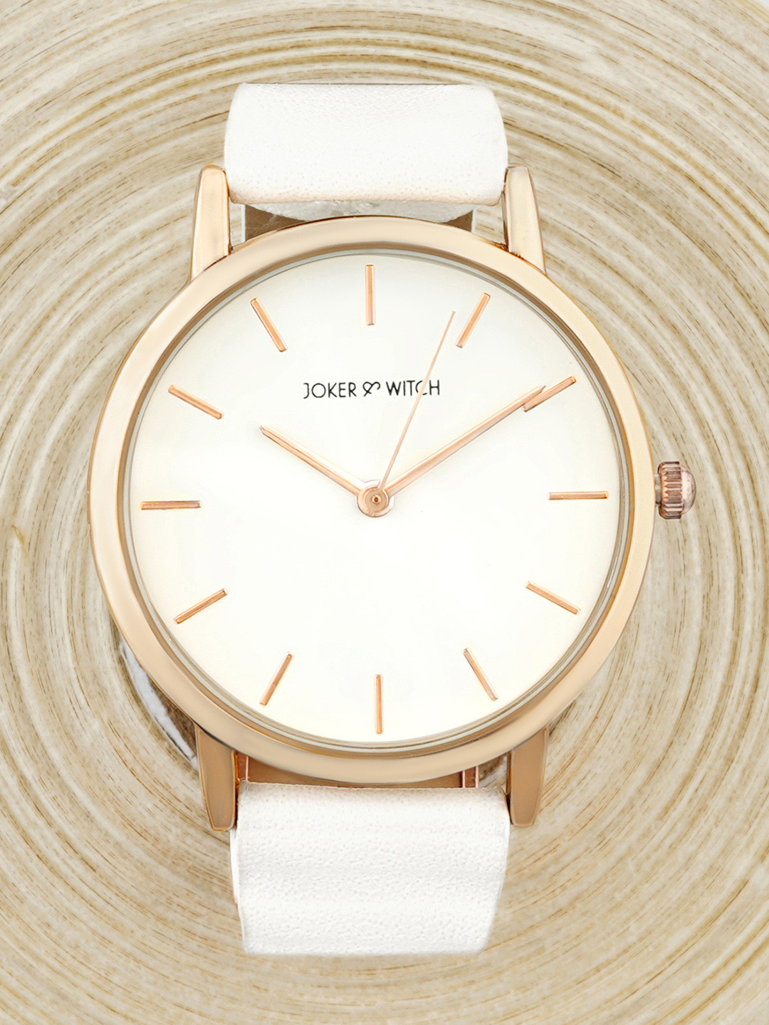 JOKER & WITCH Women White Dial & Leather Strap Analogue Watch AMWW509