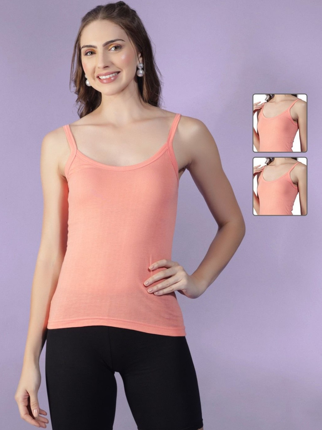 Dollar Missy Women Pink Pack of 3 Combed Cotton Casual Camisole