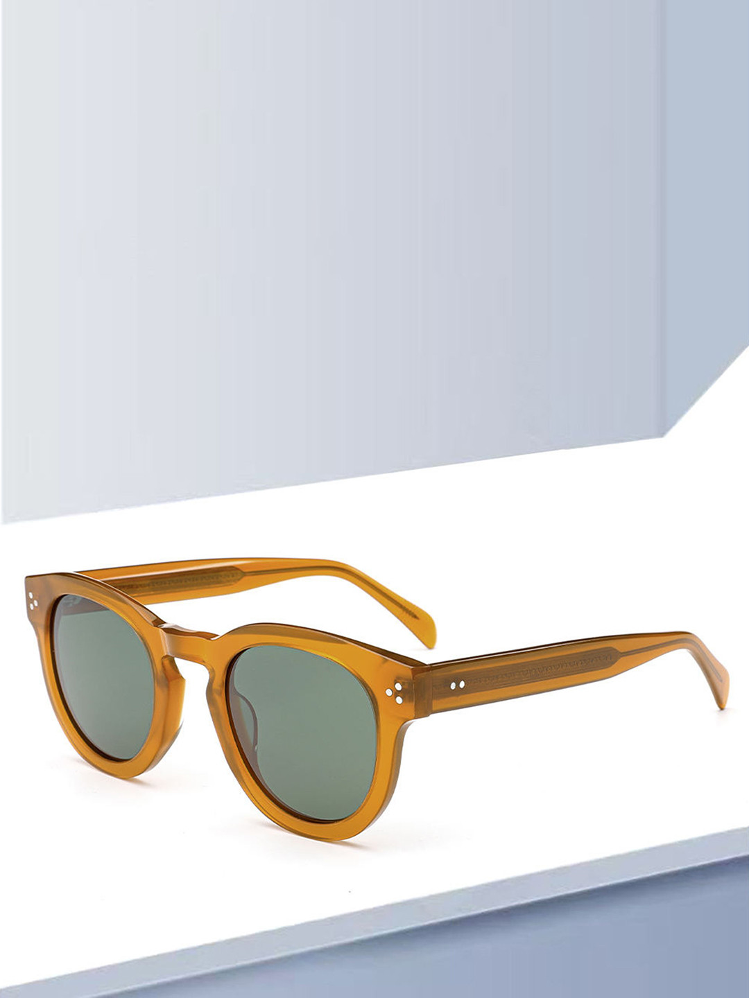 AUGEN Unisex Grey Lens & Yellow Round Sunglasses VI-SG-234-C3