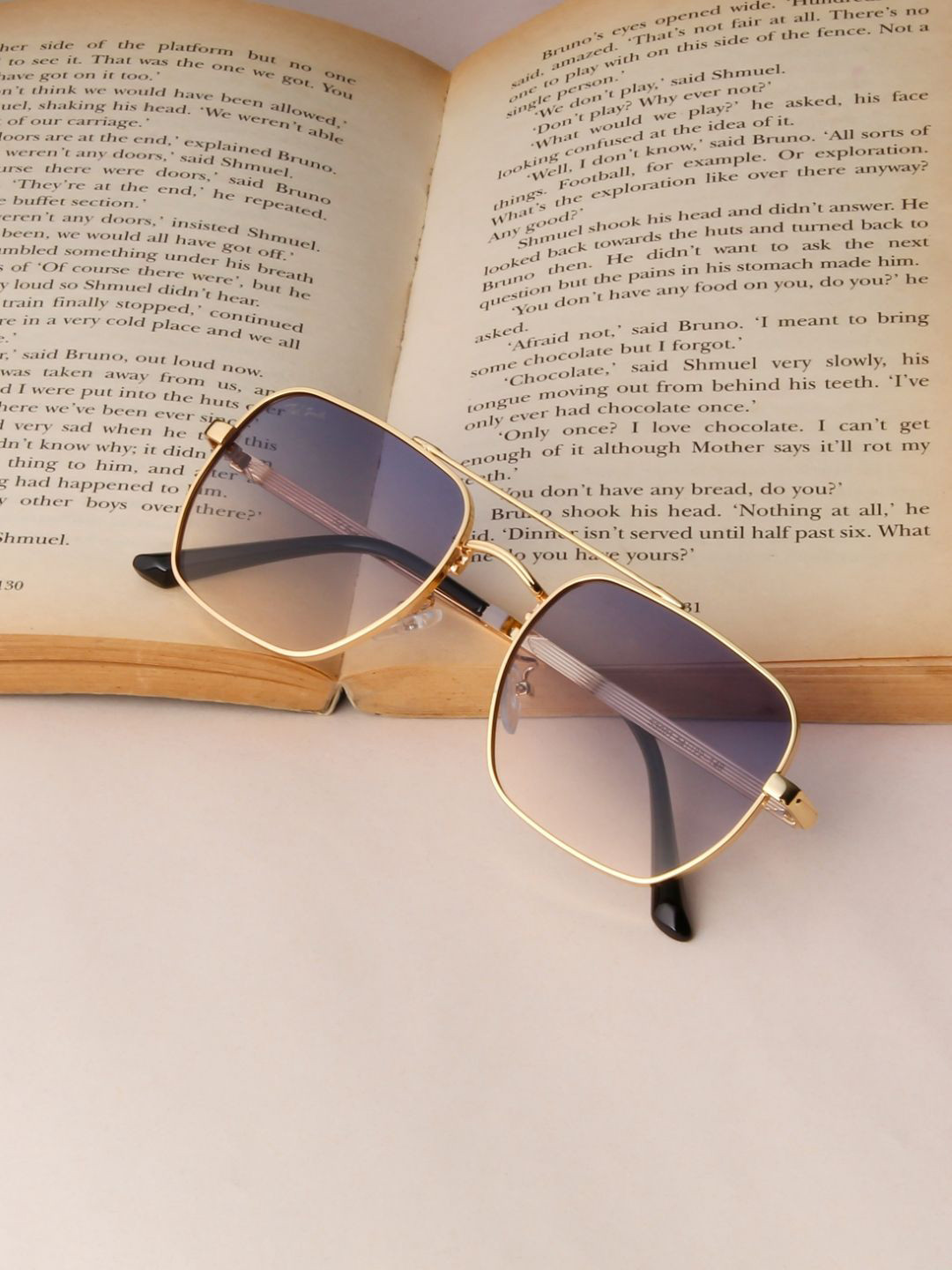 Ted Smith Unisex Aviator Square Gold Blue Yellow UV Protected Sunglasses