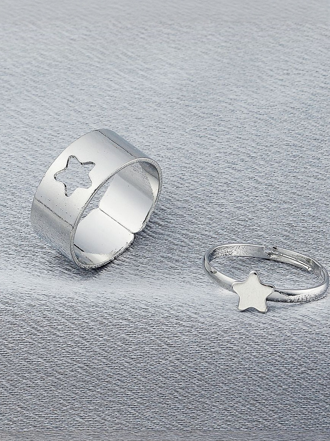 TheVineGirl Women Silver Plated Star Matching Finger Rings