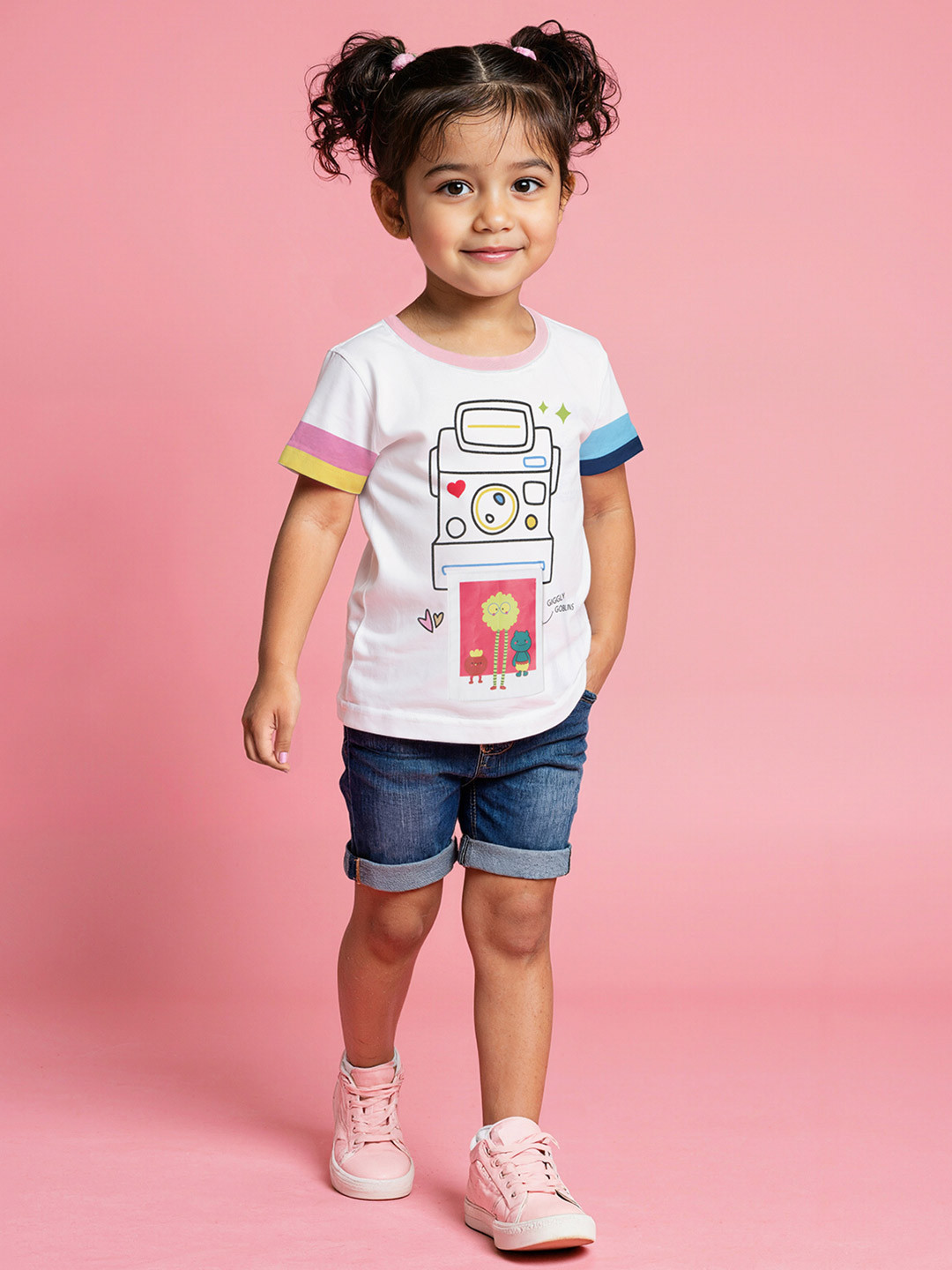 The Souled Store Girls Giggly Goblins Graphic Printed Cotton T-Shirt