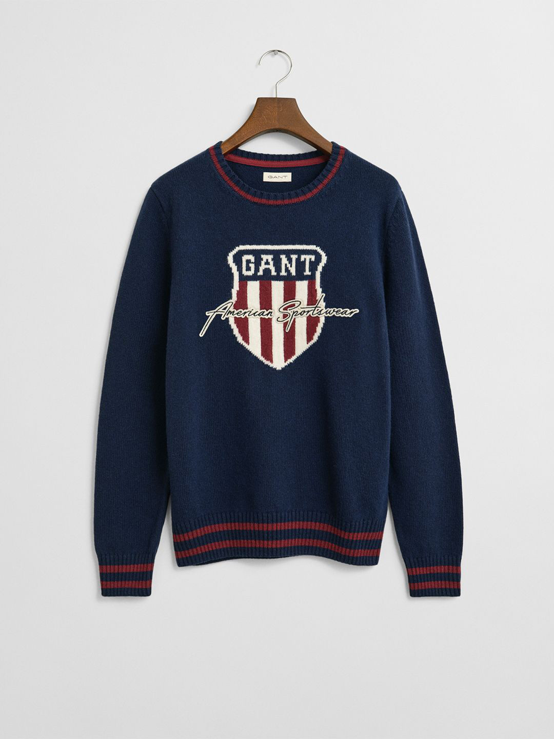 GANT Boys Printed Graphic Knit C-Neck Pullover Sweater