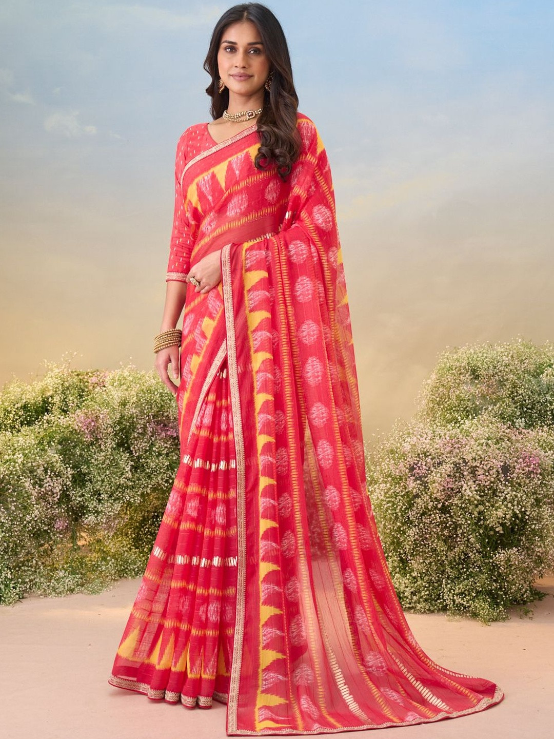 Laxmipati Geometric Printed Zai Saree