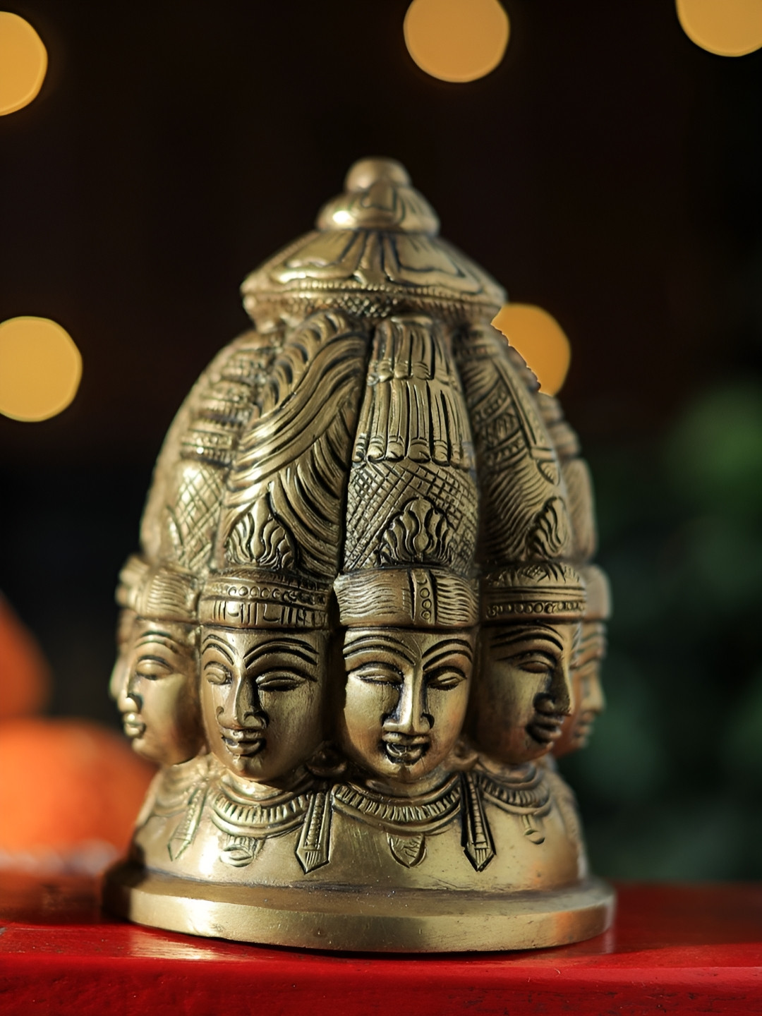 Revive Home Yellow Religious Textured Ashtamukhi Shiva Showpieces