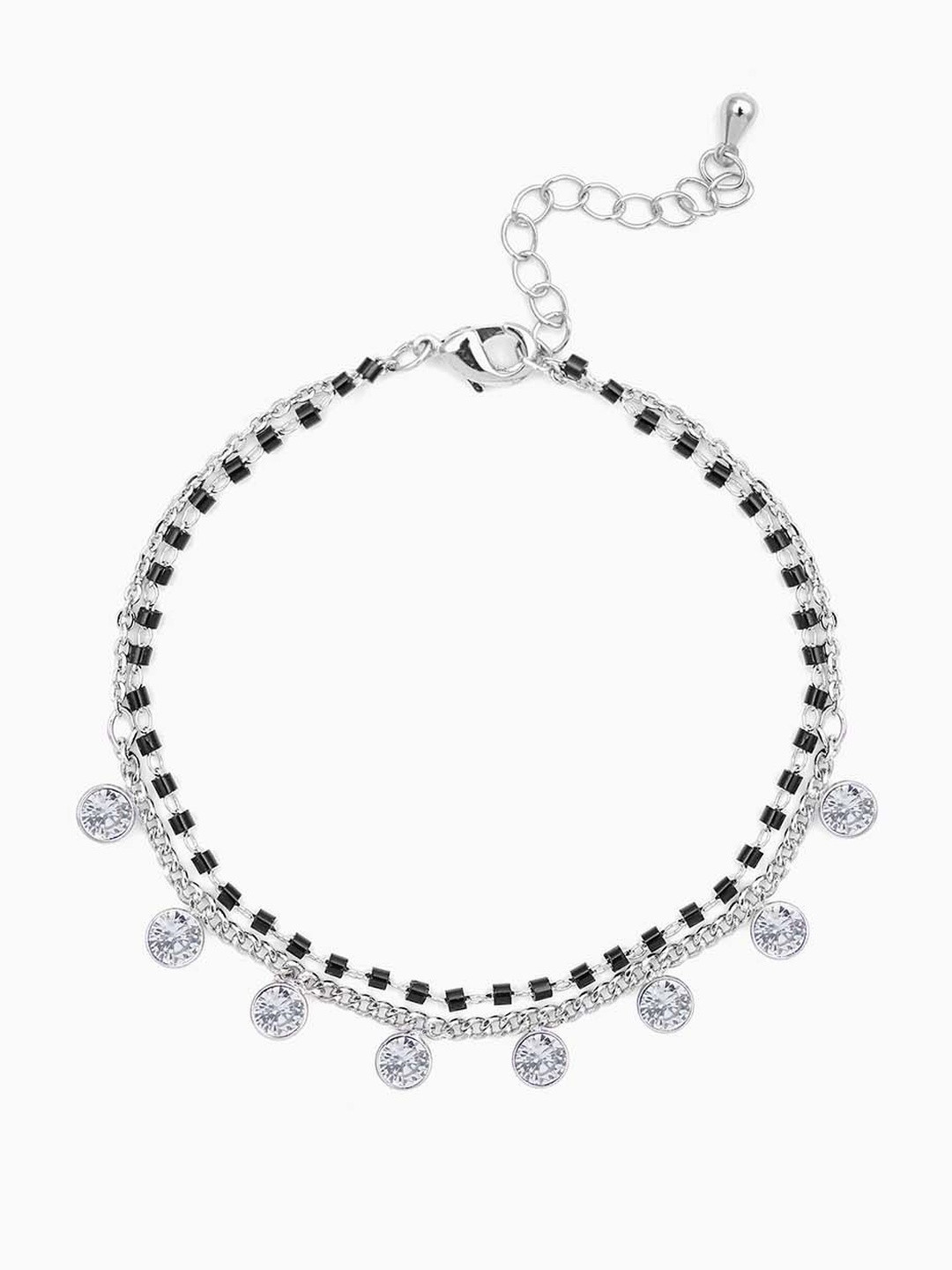 SWASHAA Kiara Diamond Silver-Plated Mangalsutra Bracelet