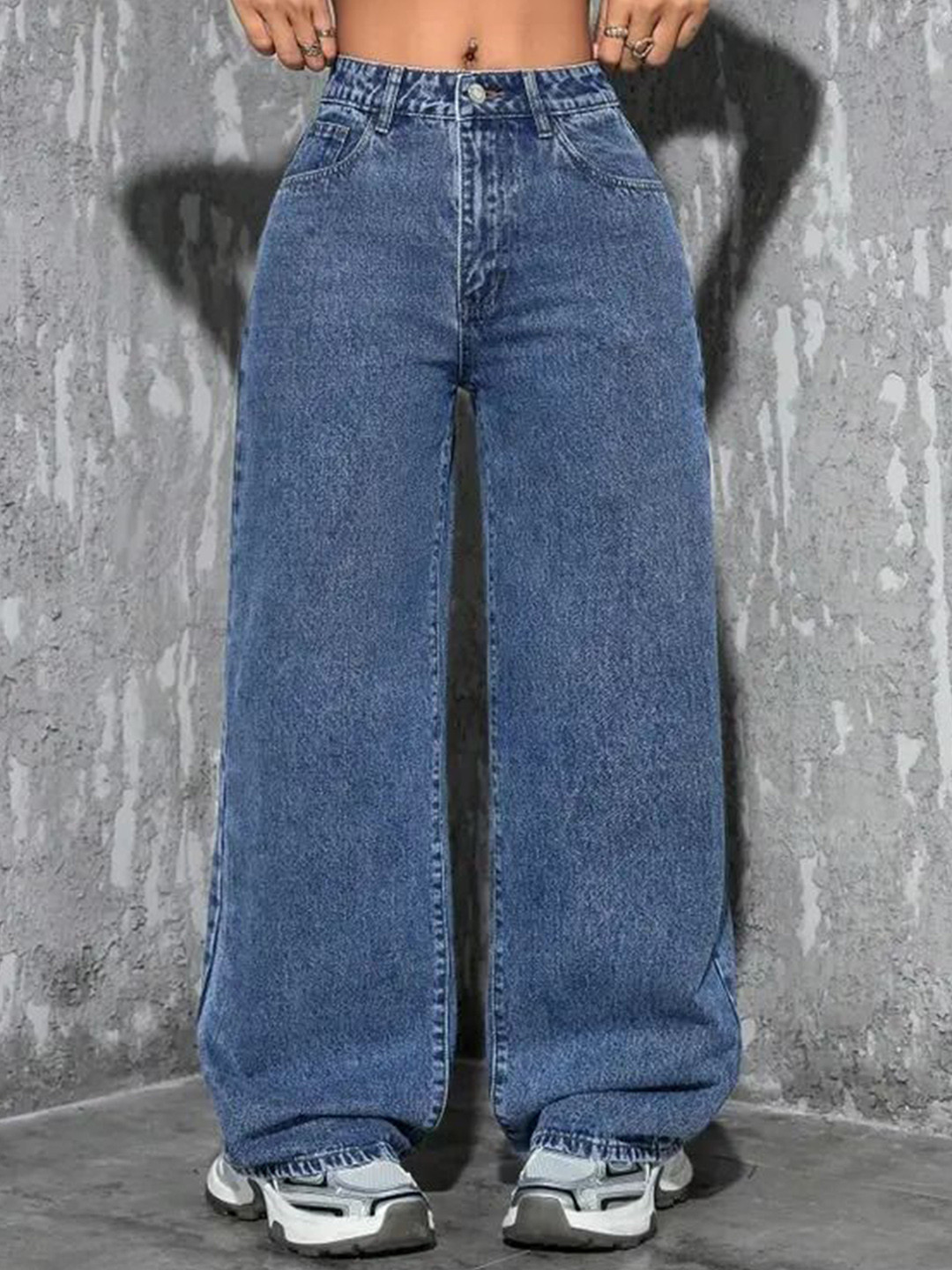 VK FASHION Women High Waist Streachable Wide Leg Denim Jeans