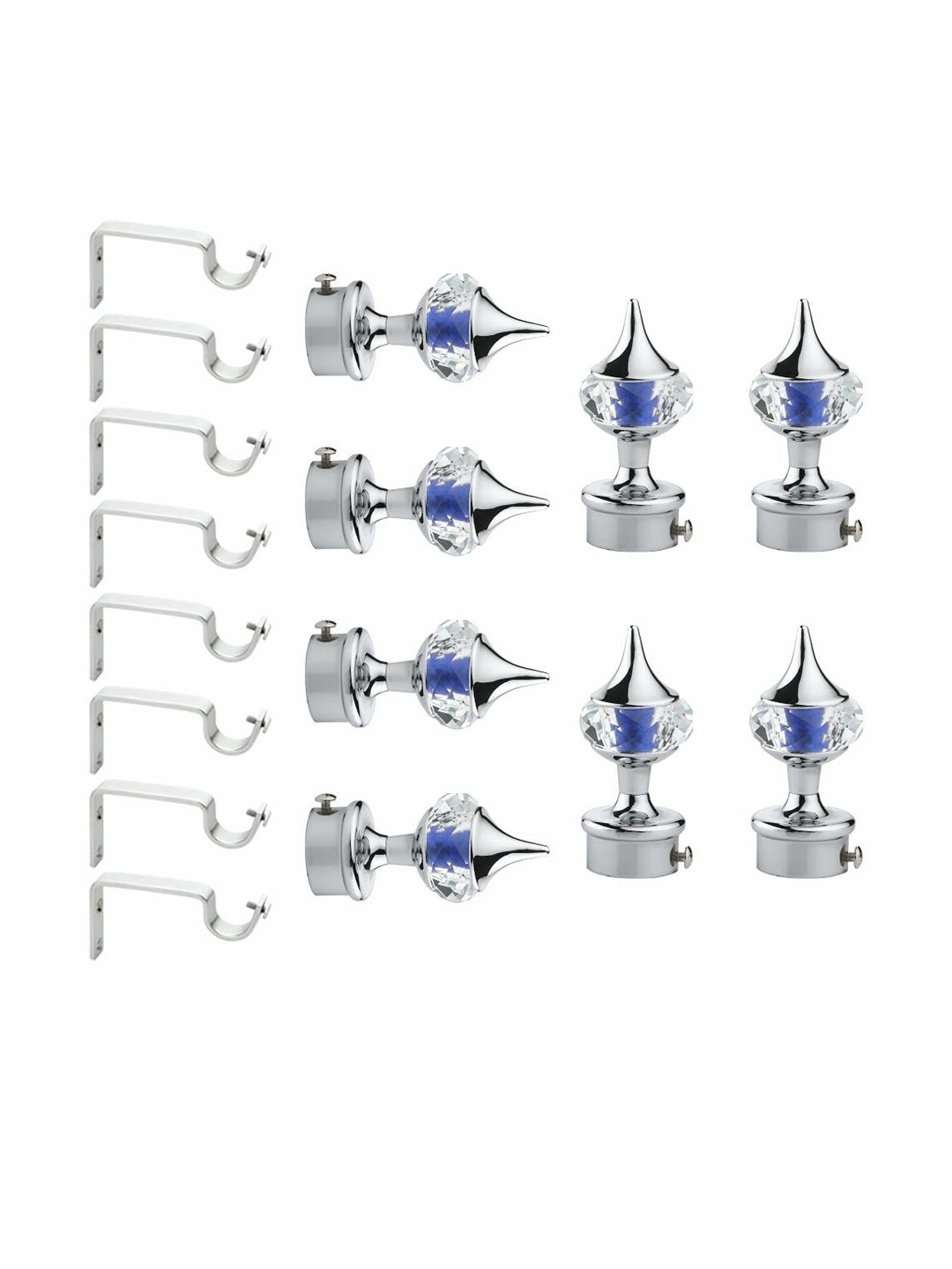 GLOXY Pair of 4 Aluminium Single Diamond Curtain Brackets