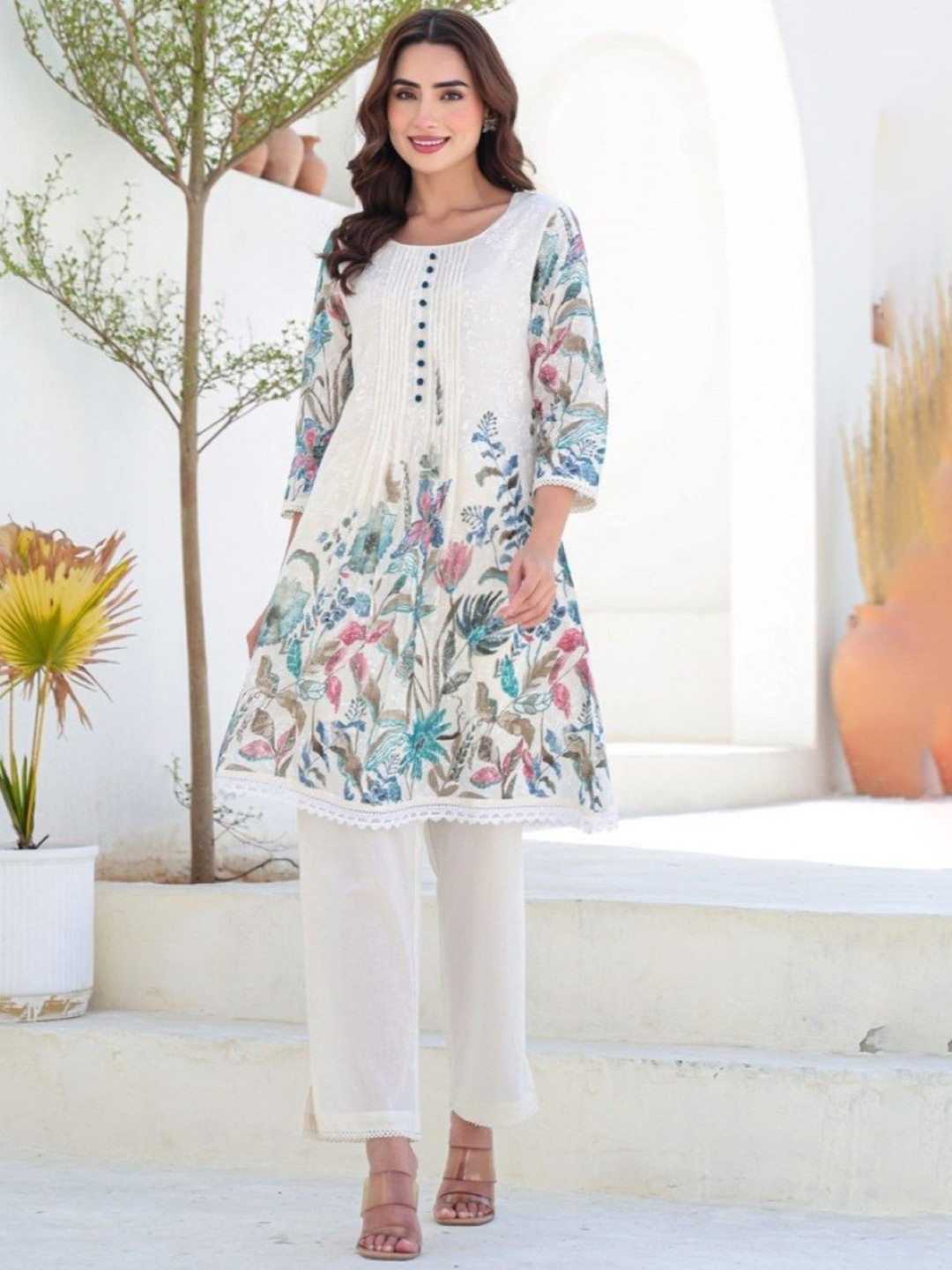 AUTUMN LANE Akira Admiral Printed Pure Cotton Tunic With Trouser Co-Ords