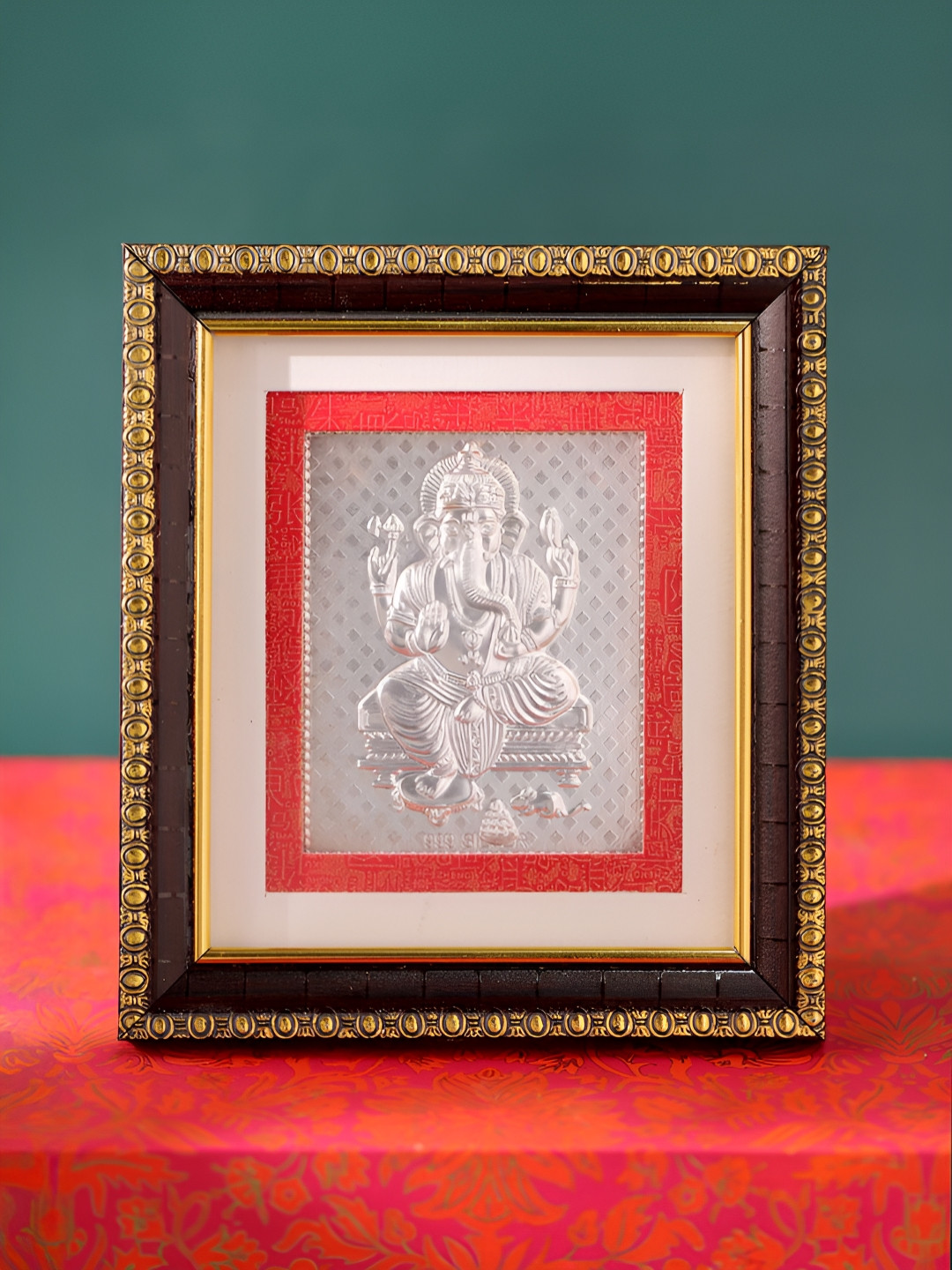 Voylla  Grey & Brown 999 Pure Silver Ganesha Photo Frame
