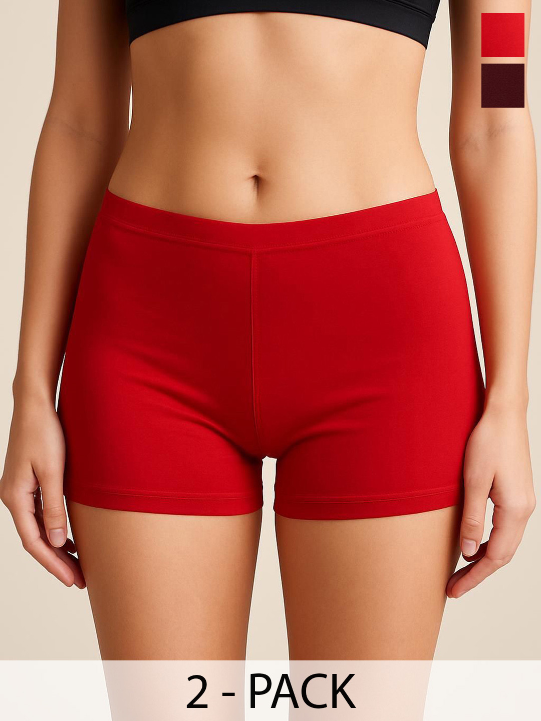 Apraa & ParmaPack of 2 Women Slim Fit Cycling Sports Shorts