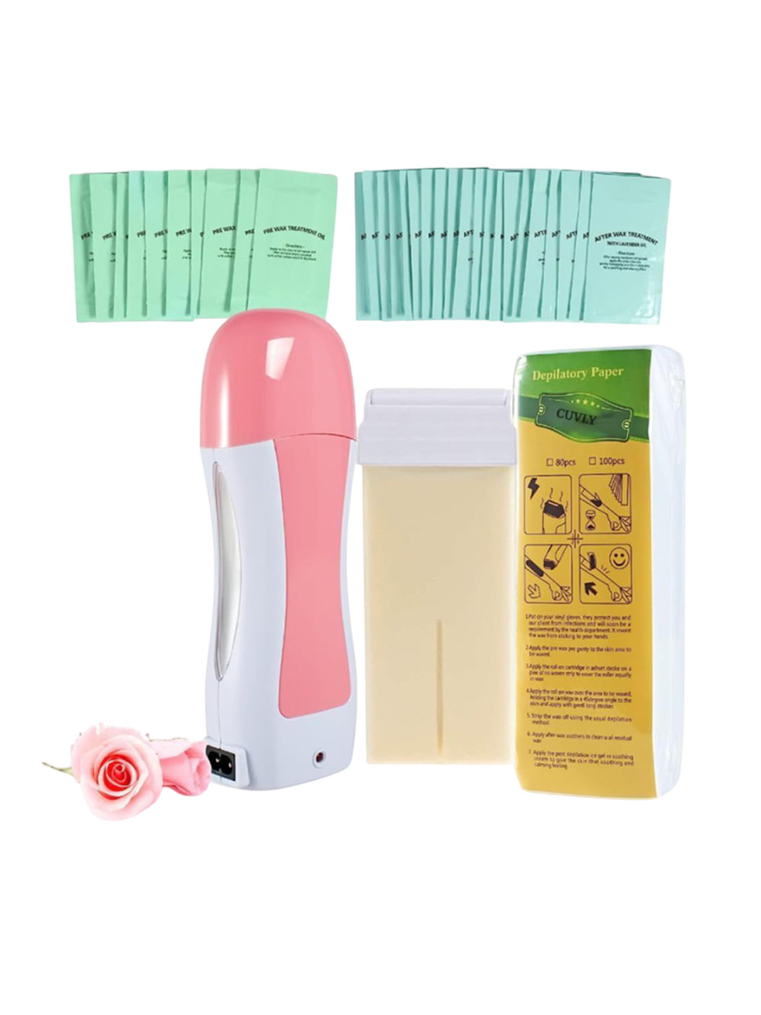 CUVLY Set Of 4 Wax Heater Roller Heater Machine Hair Removal Refill Cartridge Wax Strips