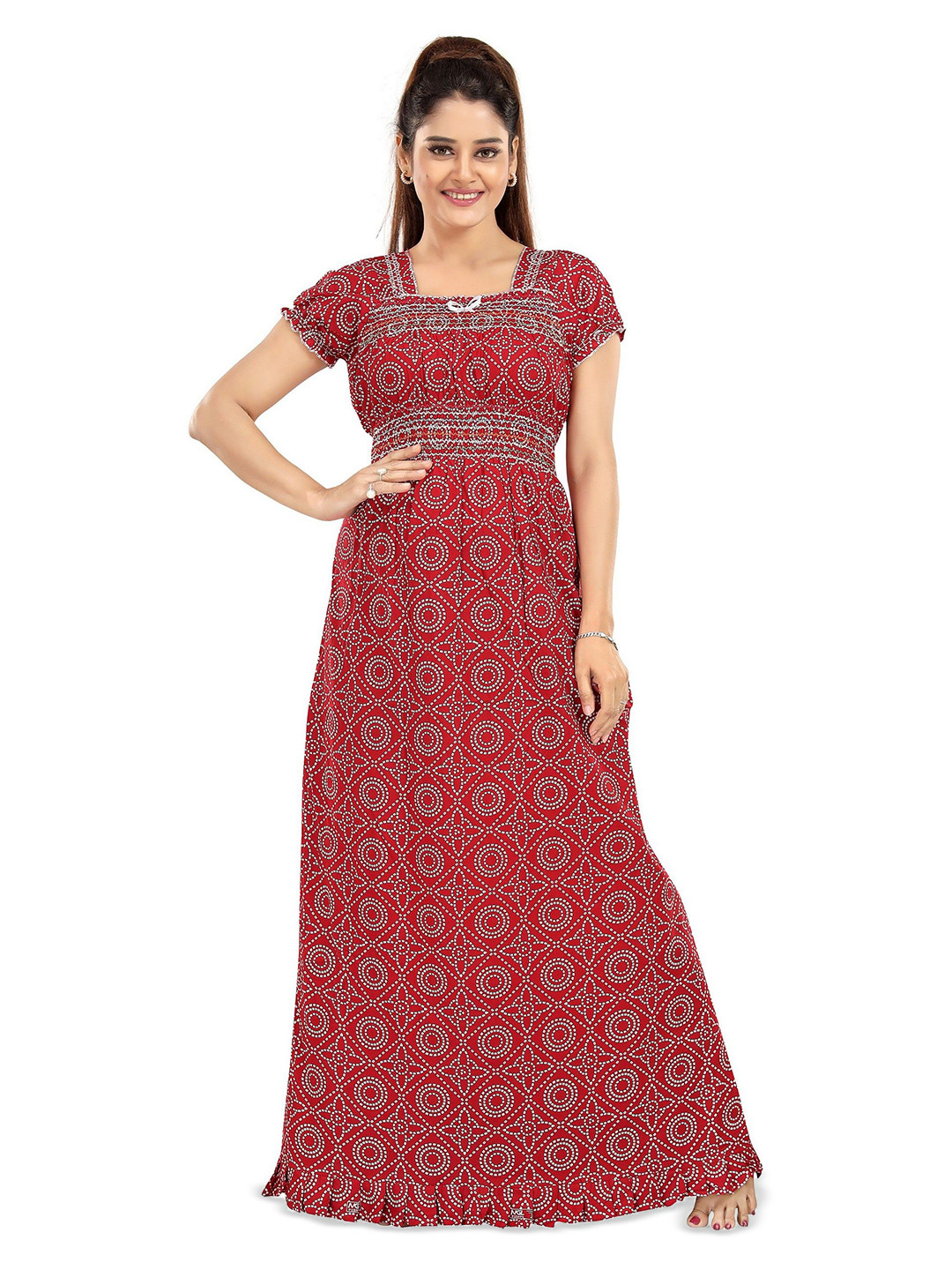 CINCO Bandhani Print Maxi Nightdress