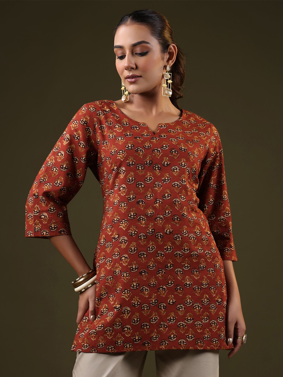 RIMELINE FASHION Women Printed Pure Cotton Kurti