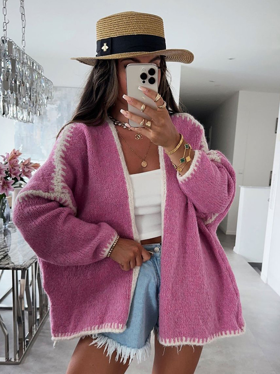 StyleCast Women Fringed Detail Cardigan