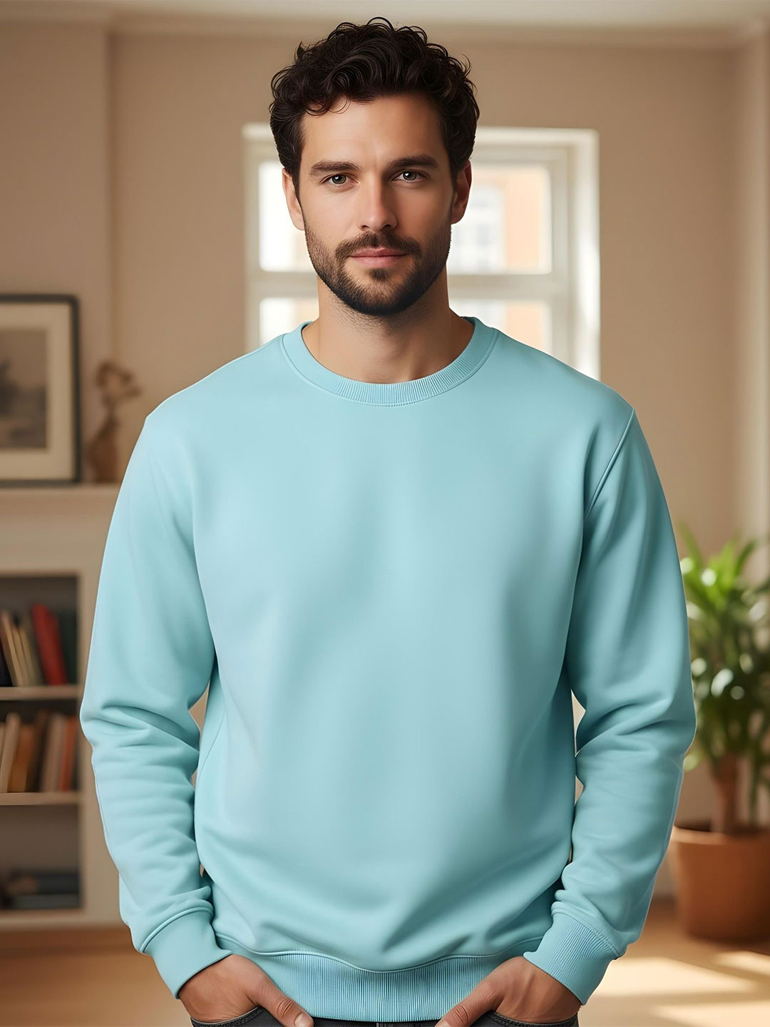 Shopifyy Men Solid Full Sleeve Sweatshirt