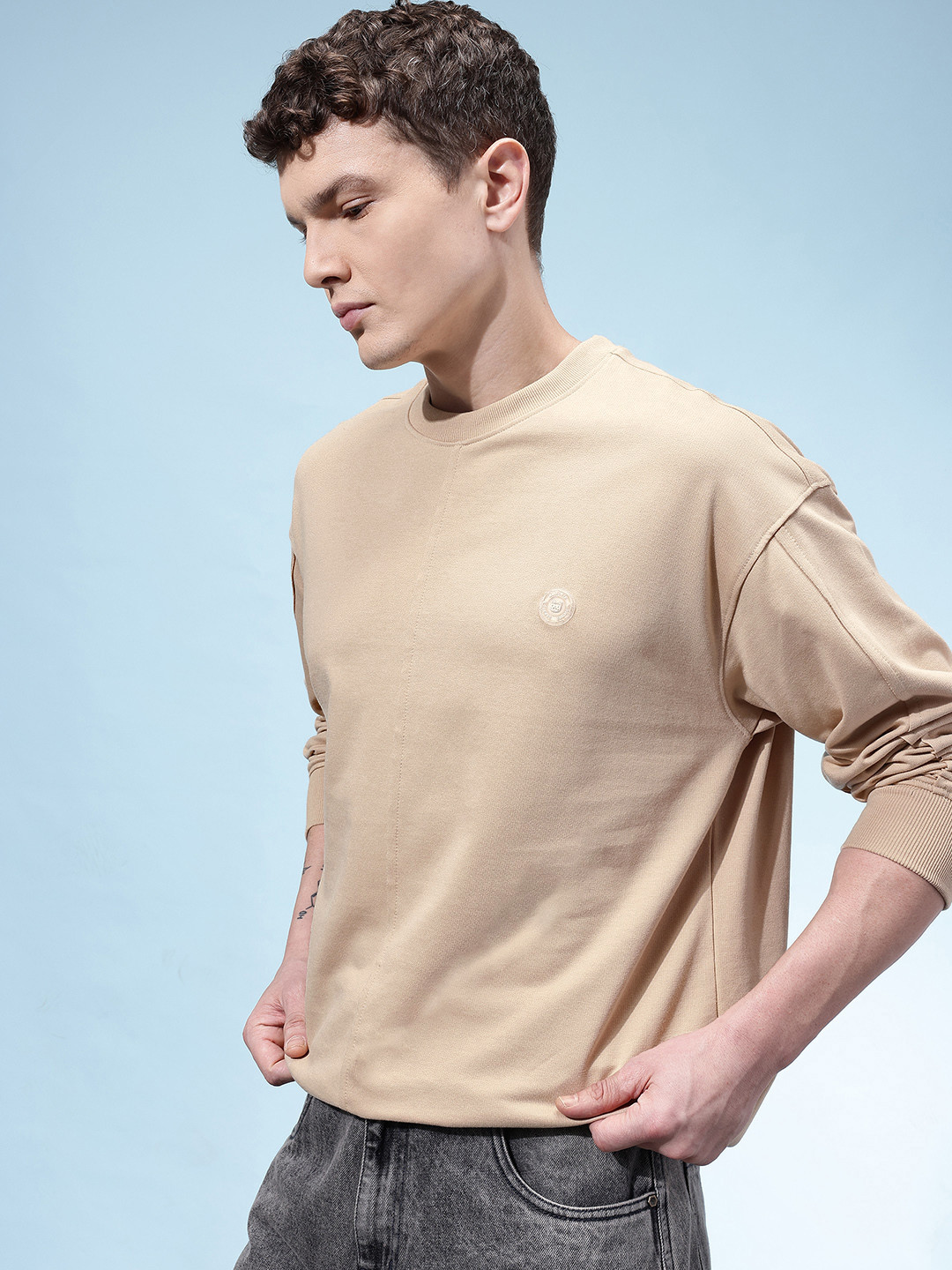 glitchez Relaxed Fit Sweatshirt with Inner Terry