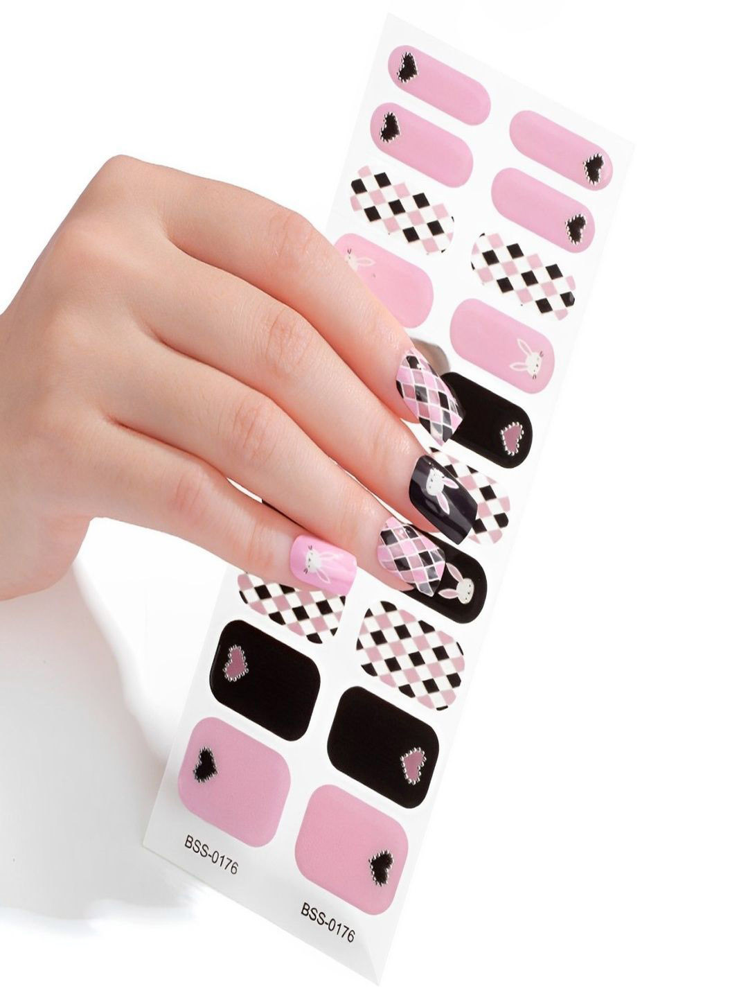 TLISMI Set Of 20 Self Adhesive Semi Cured Nail Gel Strips - Pastel Pink Diamond