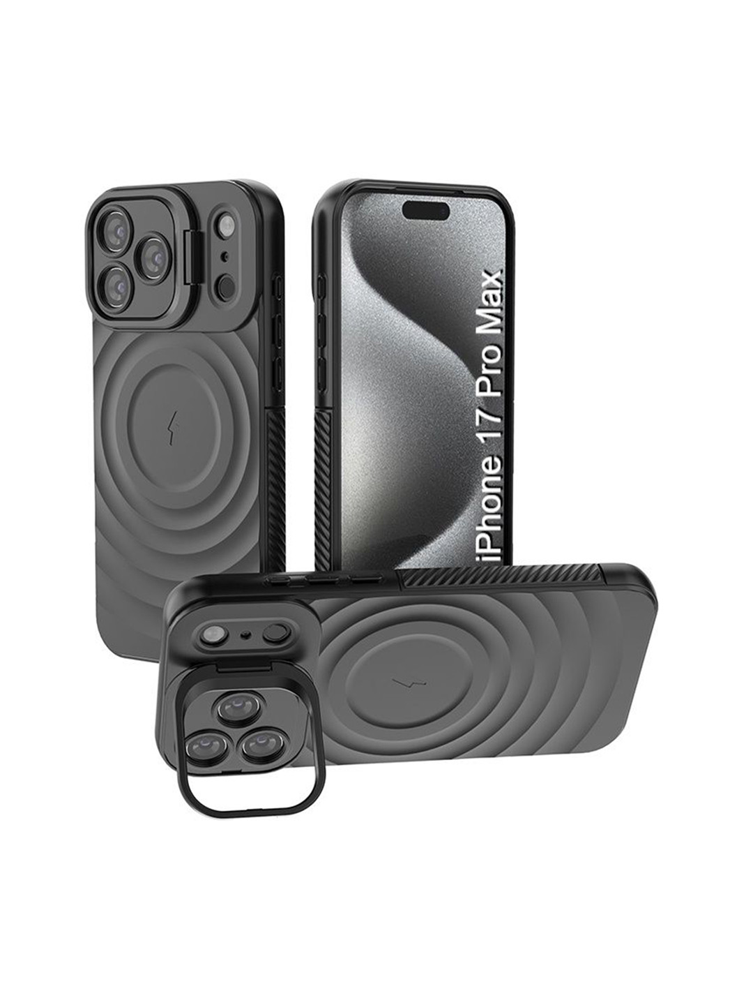 Luxury Kase Ripple Textured Rugged & Wireless Charging iPhone 17 Pro Max Back Case