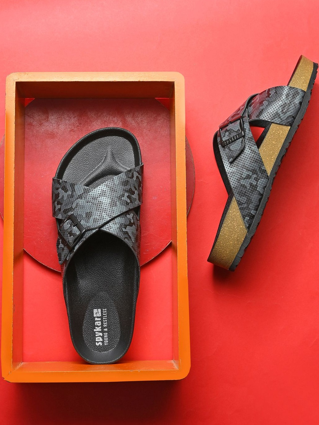 SPYKAR Men Animal Printed Open Toe PU Sandals