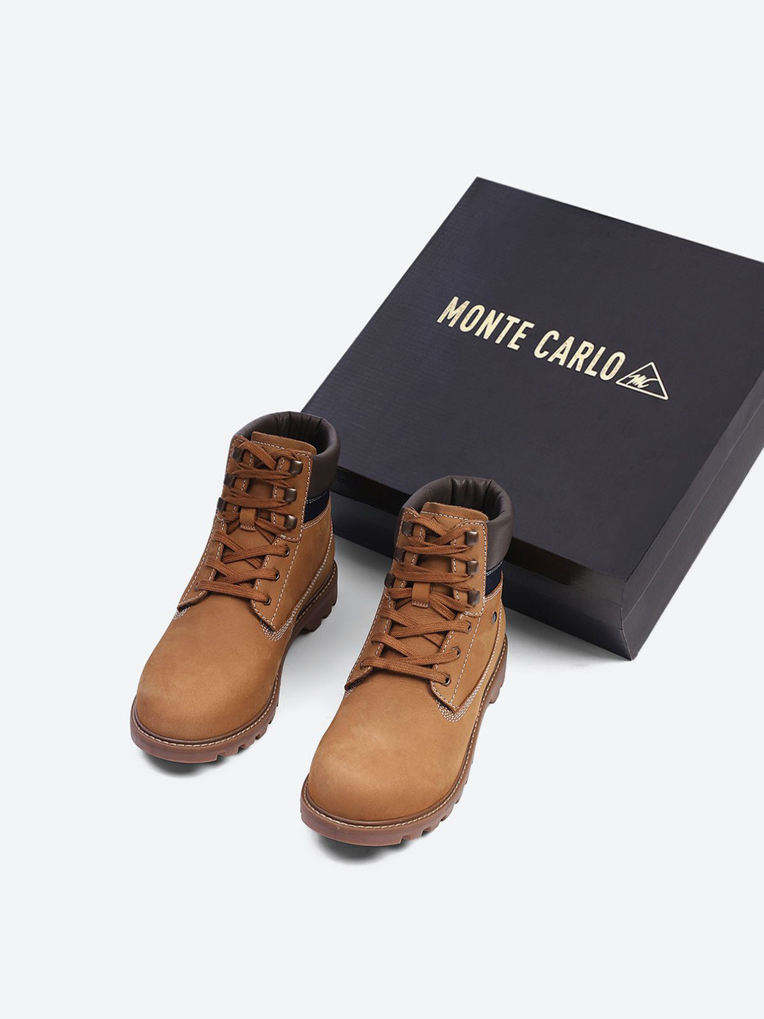 Monte Carlo Men Solid Block Heel Leather Boots