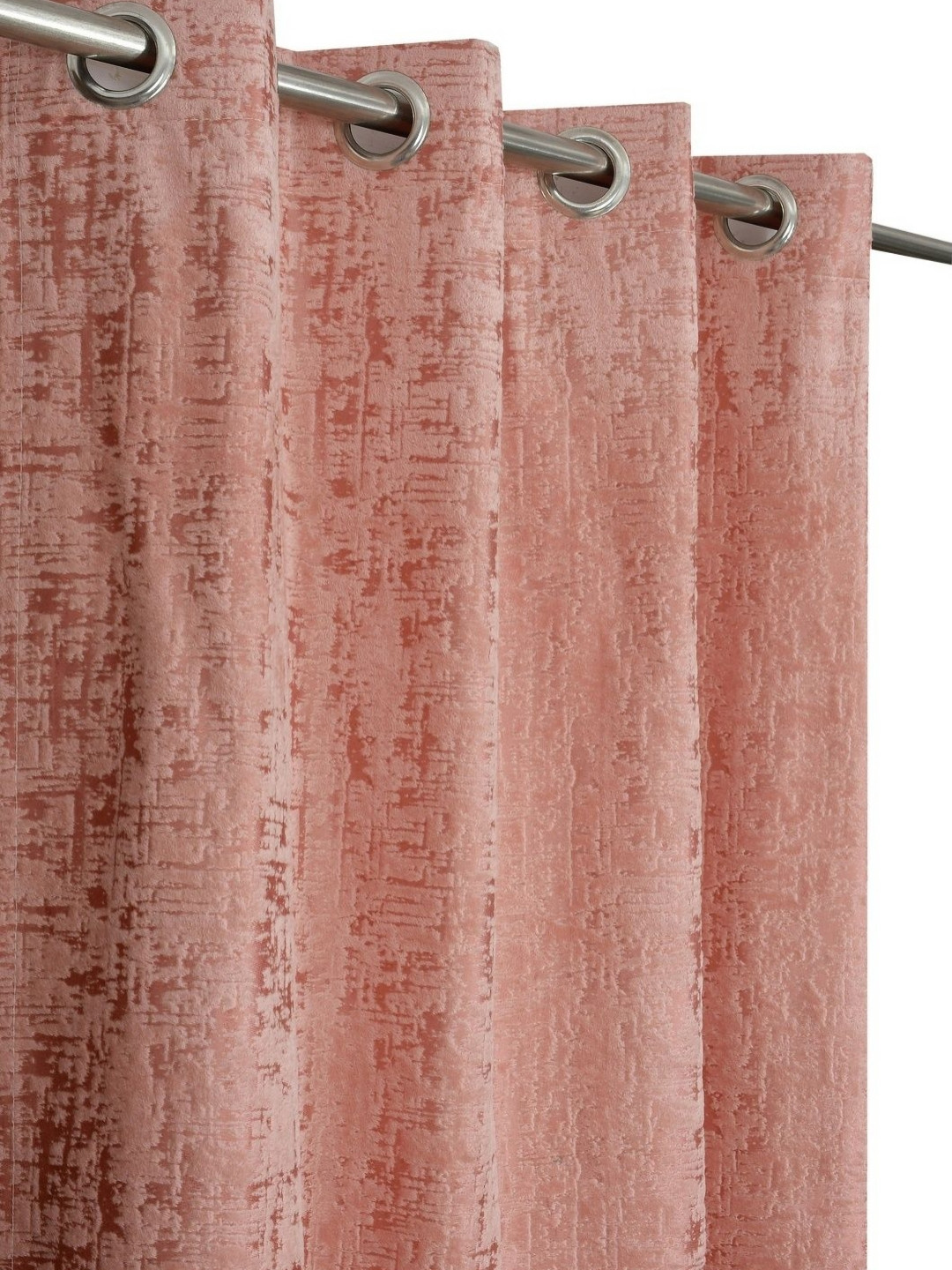 Kiara Creations  Peach Coloured 2 Pcs Self Design Printed Room Darkening Window Curtains