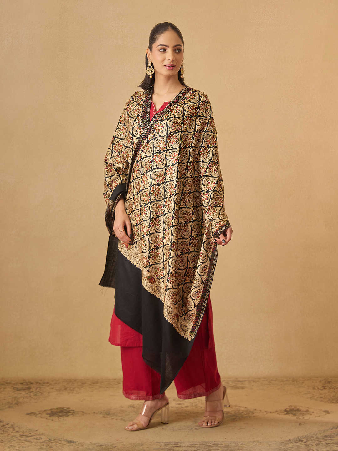 Pashmoda Women Kashish Wool Nalki Embroidered Stole