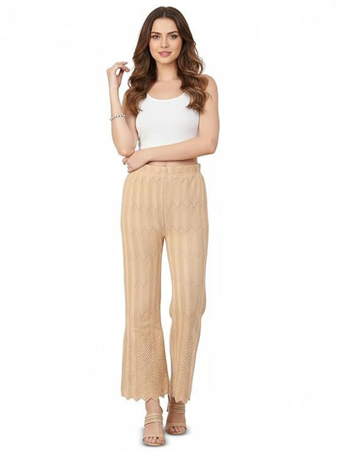 Thrifty Thread Women Wool Mid Rise Flat-Front Regular Trousers